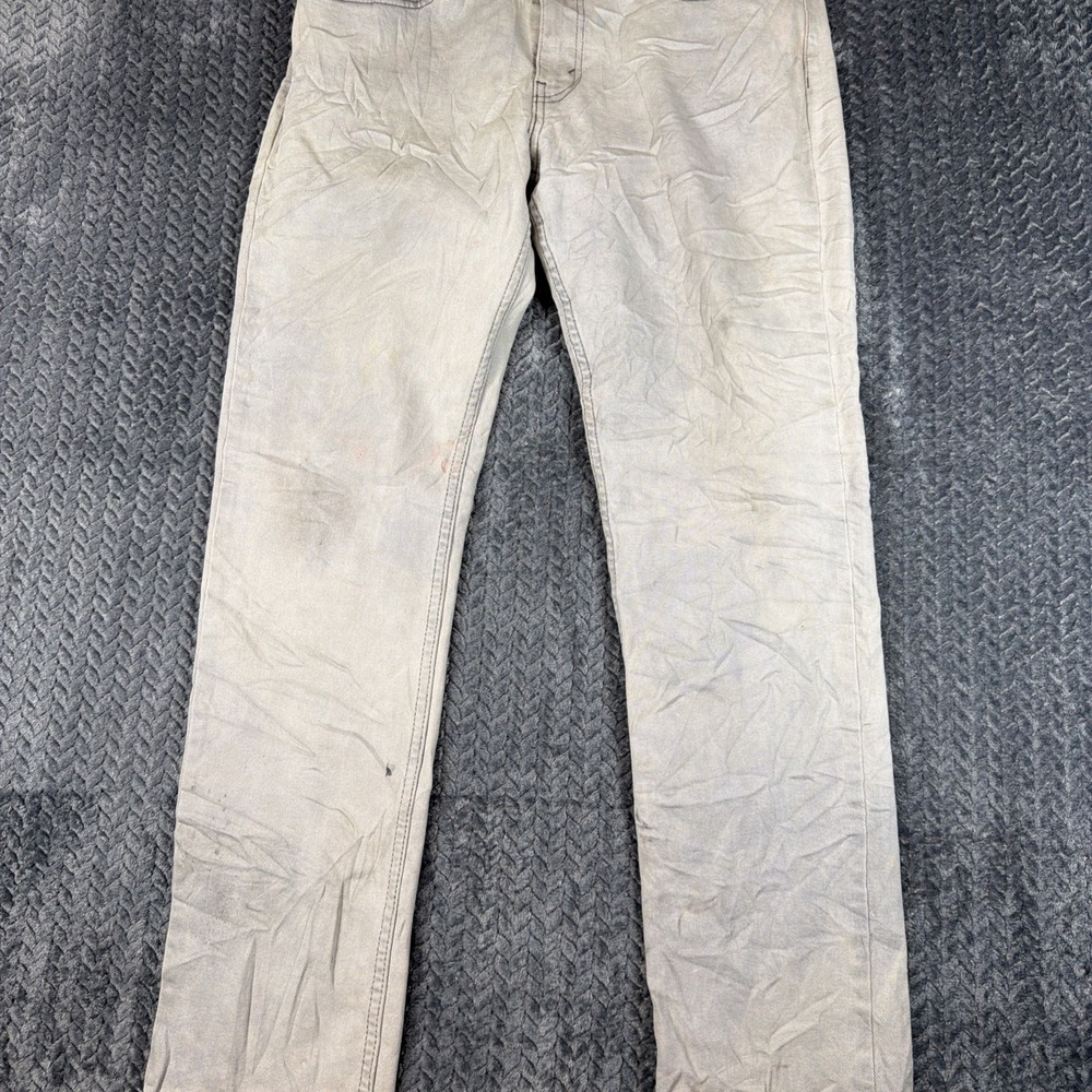Levis 511 Jeans Mens Light Gray/White Regular Fit Straight Leg Casual Size 34x32